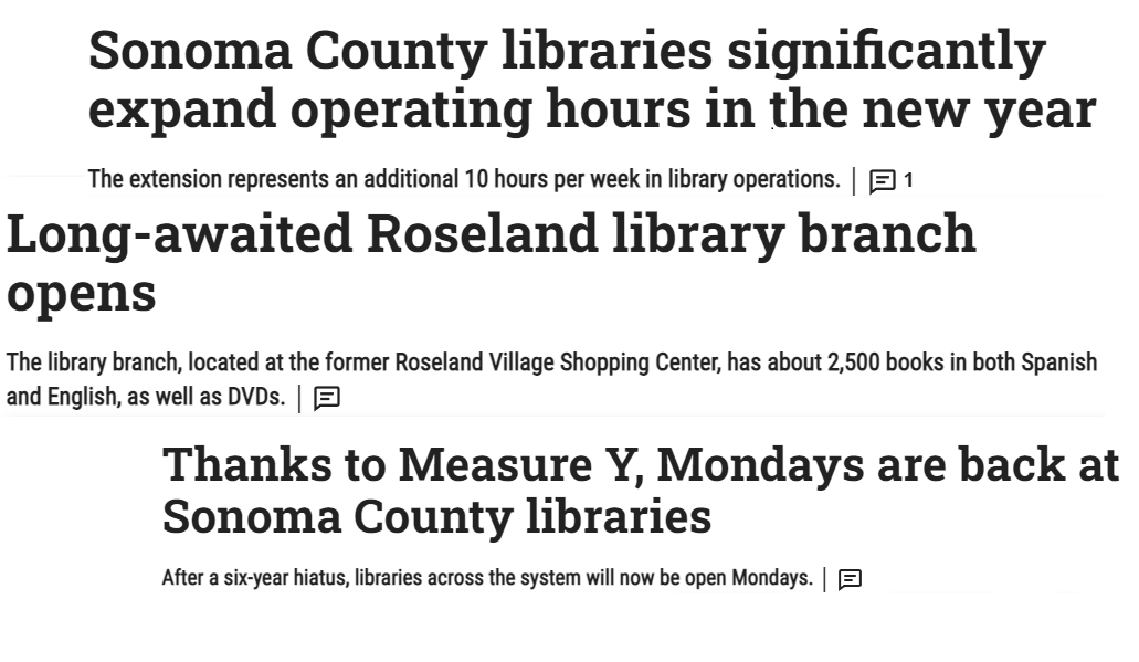 Restoring Library Hours in Sonoma County